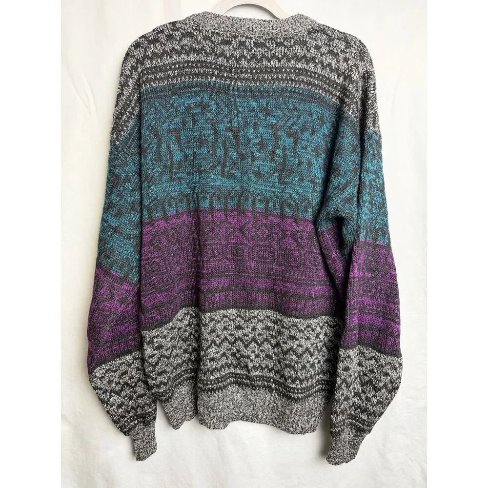 Chartwell Vintage Multicolor Knit Cardigan Sweater Men’s XL Fair Isle Button Up